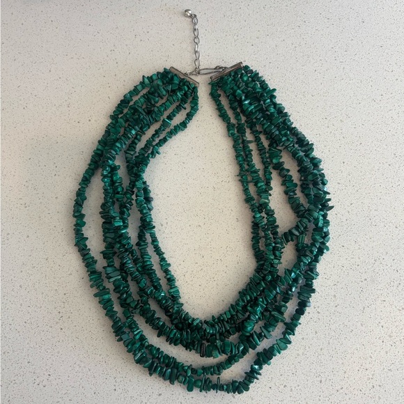 Mine Finds By Jay King 7 Strand Genuine Malachite Waterfall Necklace 310g 18-21” - Picture 3 of 9